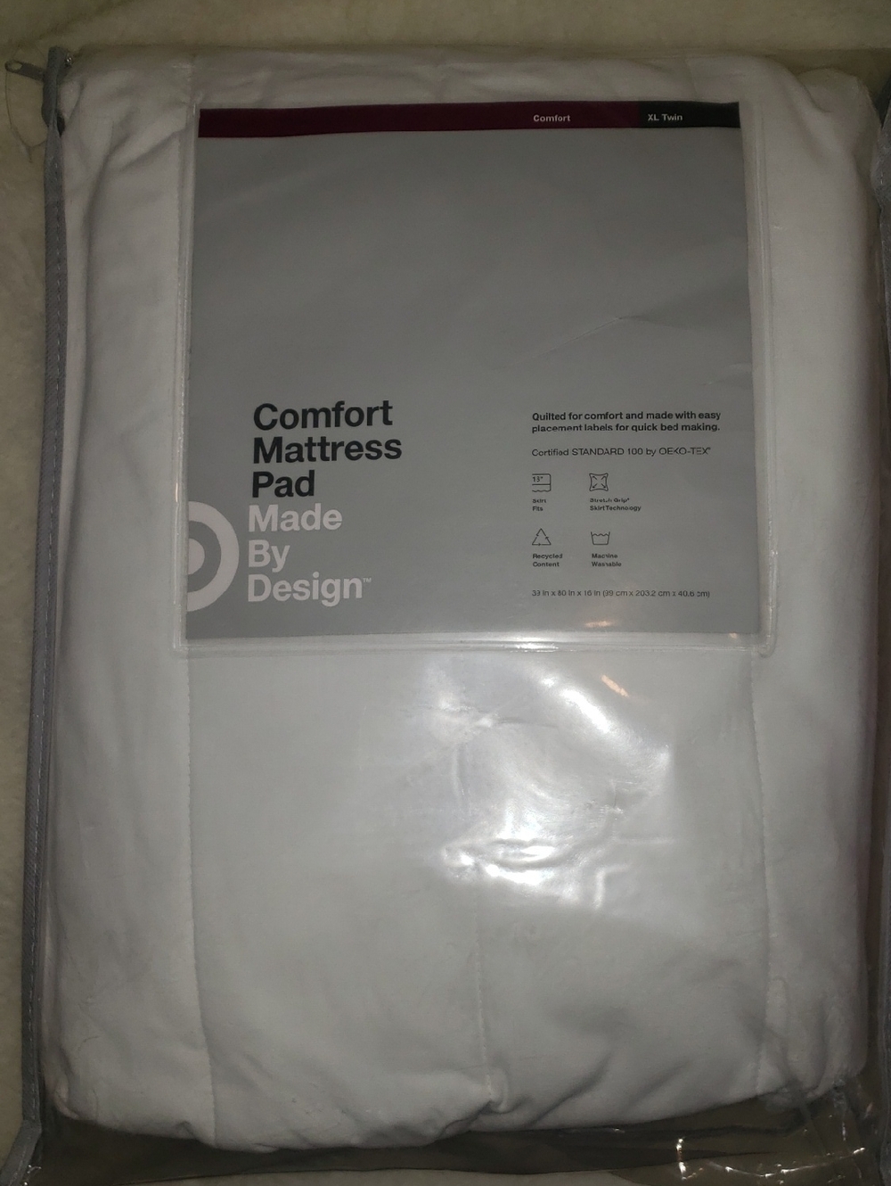 White Comfort Mattress Pad XL Twin